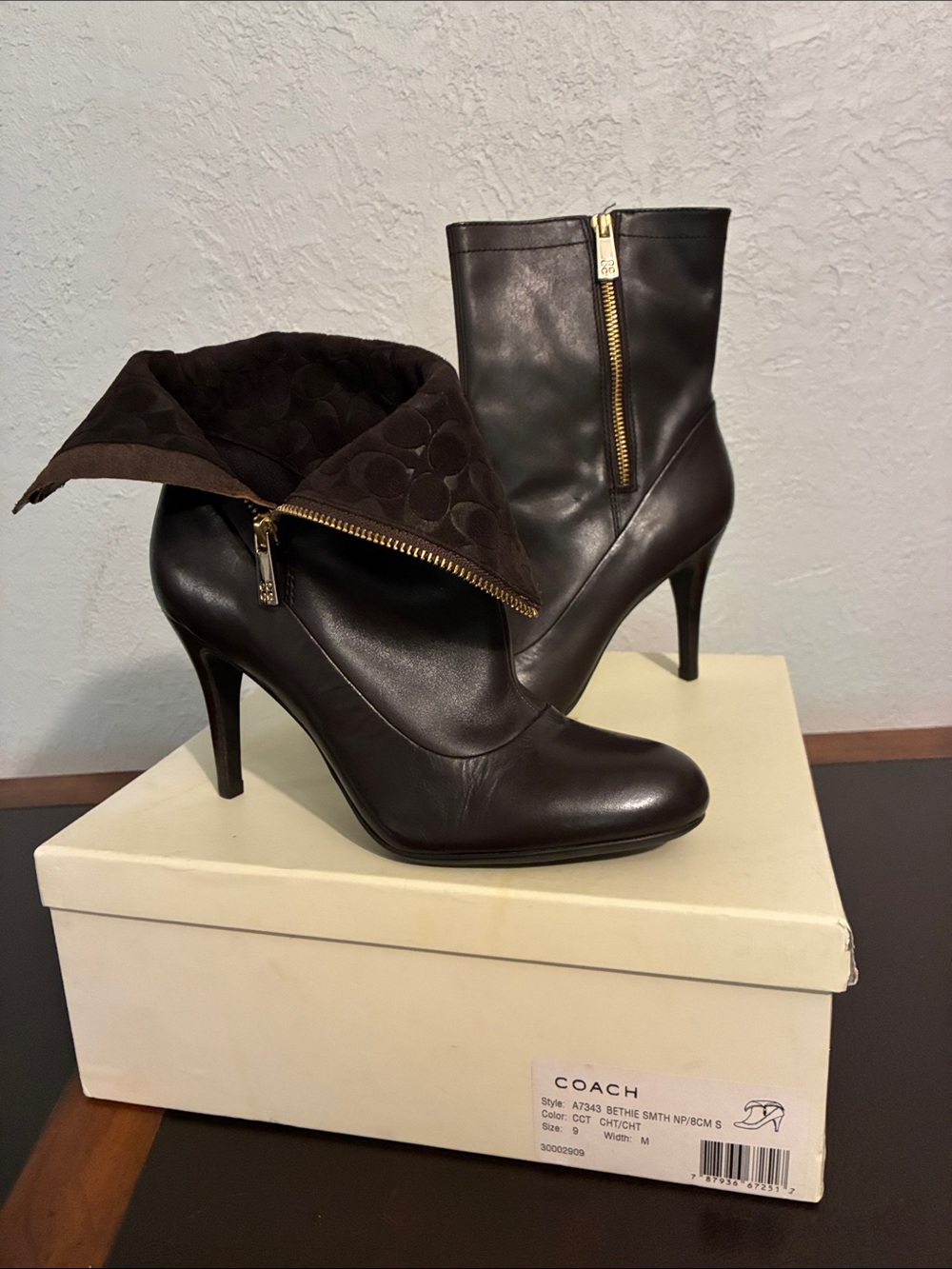 Coach - Bethie Smooth Napa Booties - Dark Brown Leather